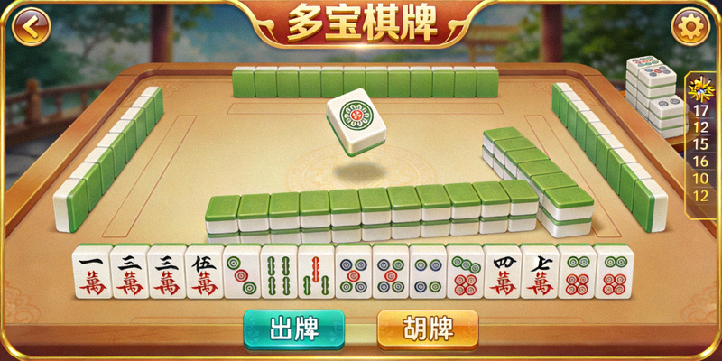 多宝棋牌麻将游戏界面 - 一副清一色手牌即将胡牌